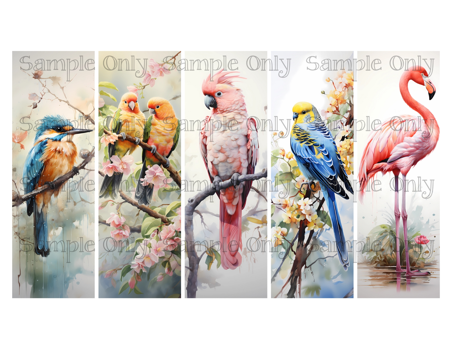 Wild Birds Bookmark Set 14 Printed Water Soluble Image Transfer Sheet For Polymer Clay