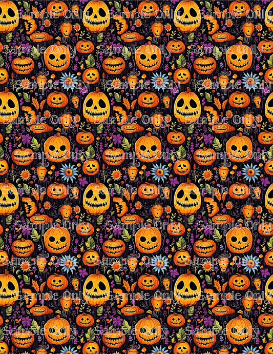 Halloween Jack O Lantern Pumpkins 04 Image Sheet For Polymer Clay Transfer Decal DIGITAL FILE OR PRINTED