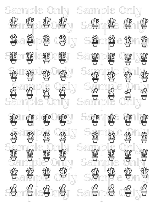 .75 Inch Potted Cactus DIGITAL OR PRINTED Image Transfer Sheet For Polymer Clay