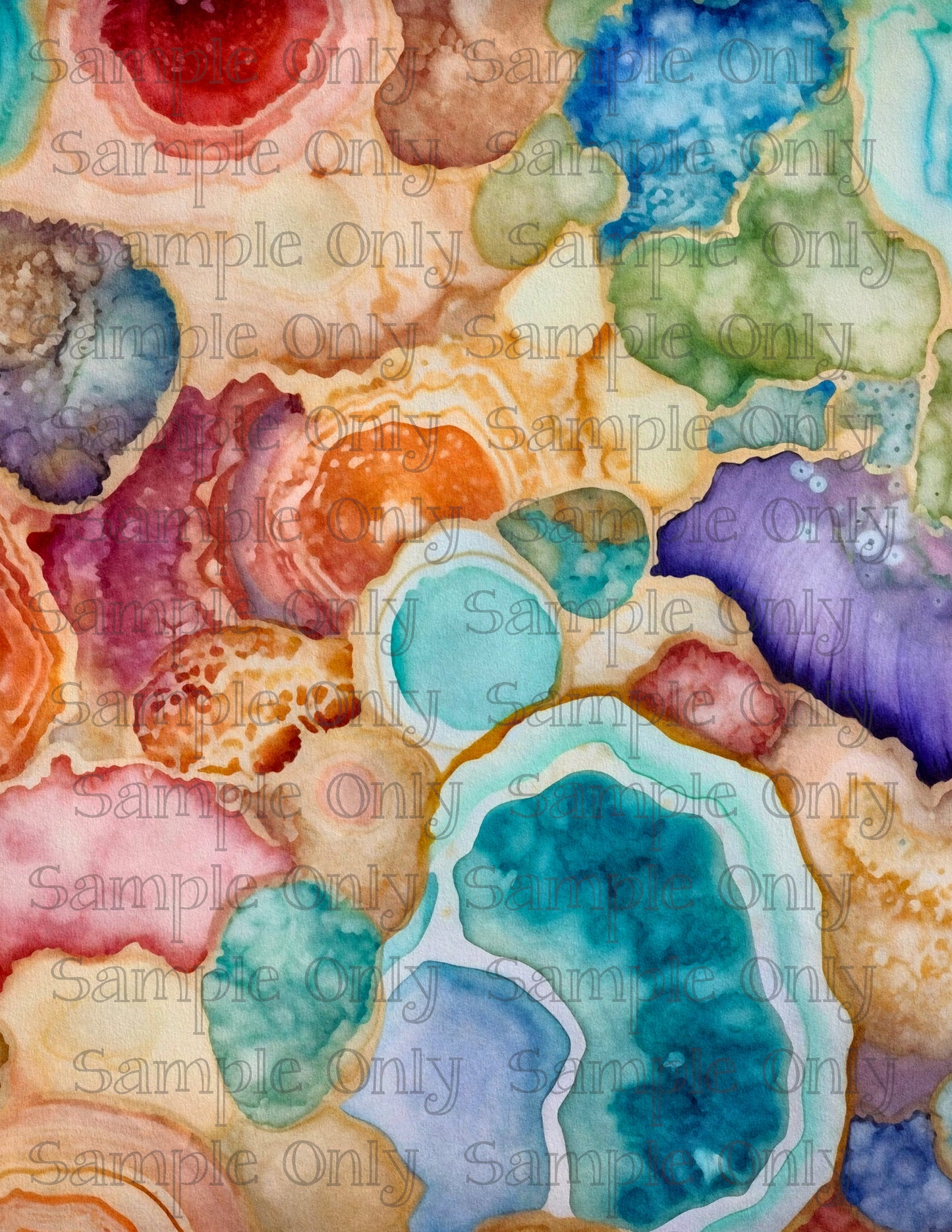 Colorful Agate Mineral Slice Faux Stone Pattern Image Sheet For Polymer Clay Transfer Decal DIGITAL FILE OR PRINTED AMS03