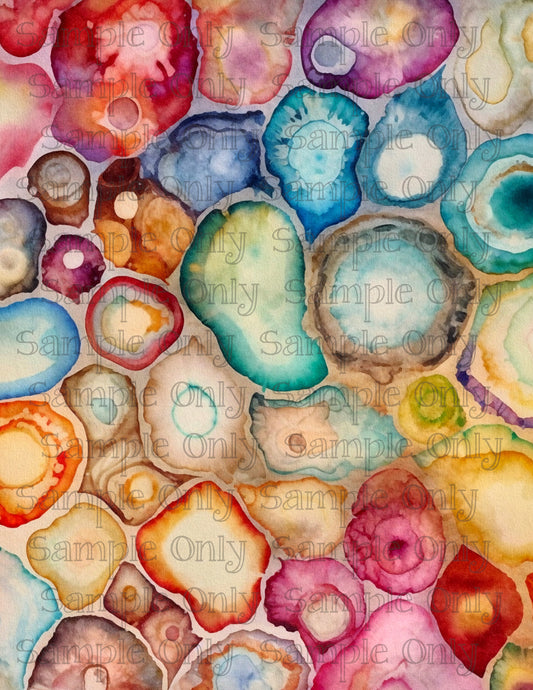 Colorful Agate Mineral Slice Faux Stone Pattern Image Sheet For Polymer Clay Transfer Decal DIGITAL FILE OR PRINTED AMS07