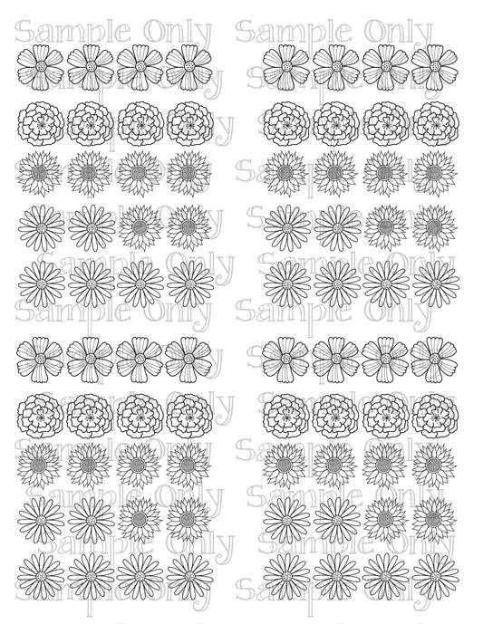 Black Assorted Flowers Set 3 DIGITAL OR PRINTED Image Transfer Sheet For Polymer Clay