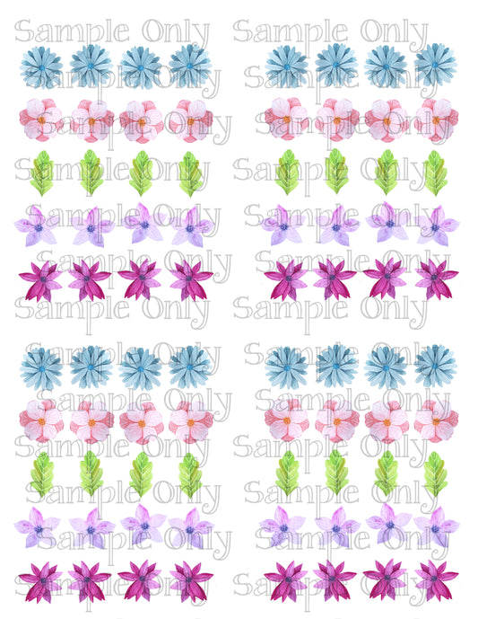 .75 Inch Painted Flowers Set-03 Image Sheet For Polymer Clay Transfer Decal DIGITAL FILE OR PRINTED