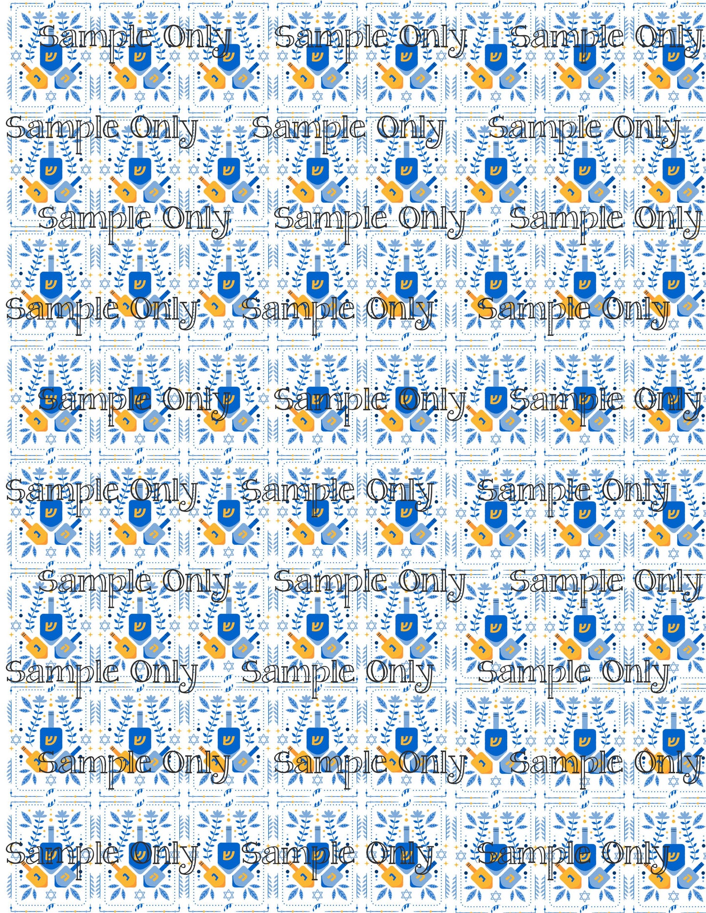 Hanukkah Pattern 105 Image Sheet For Polymer Clay Transfer Decal DIGITAL FILE ON PRINTED