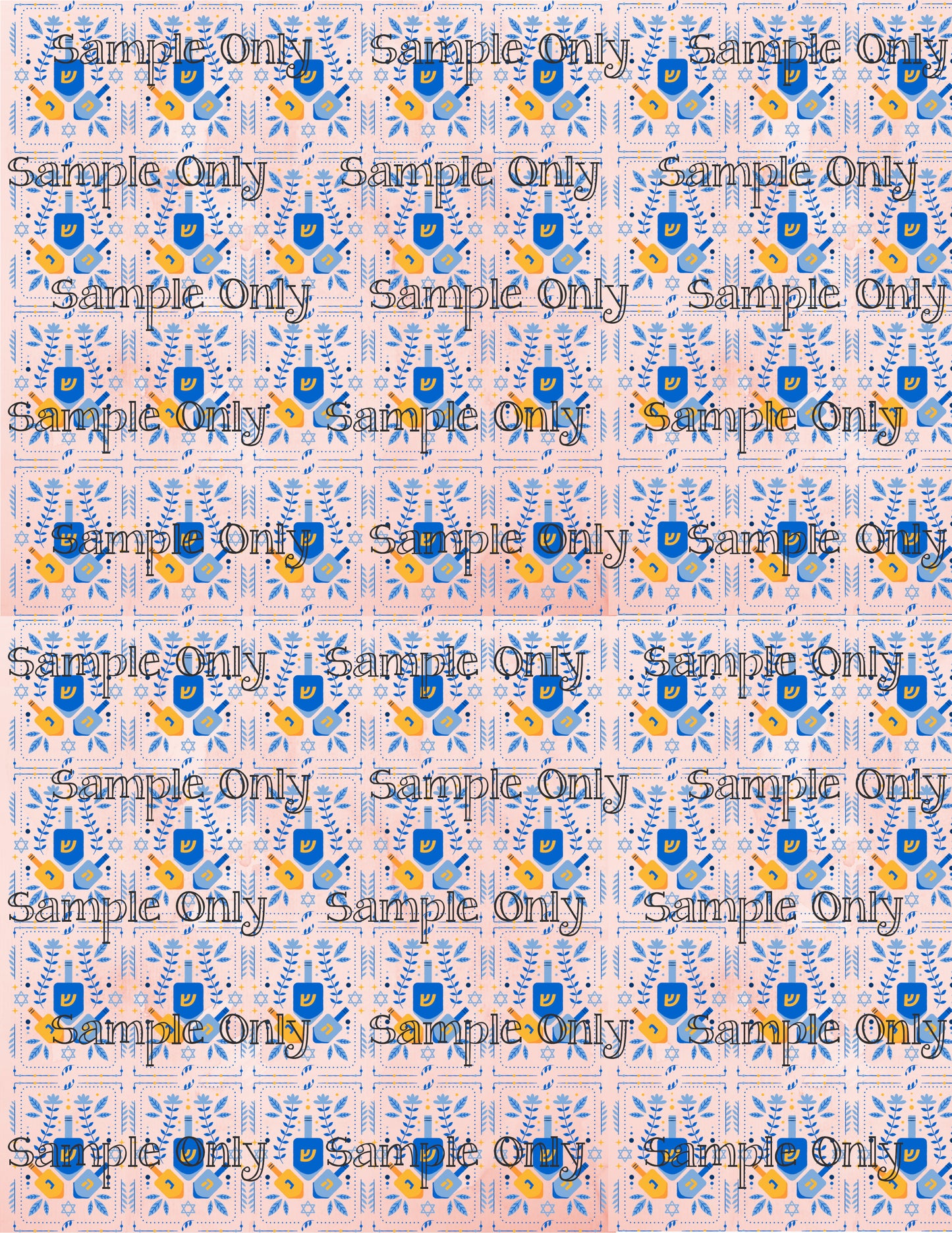 Hanukkah Pattern 46 Image Sheet For Polymer Clay Transfer Decal DIGITAL FILE OR PRINTED