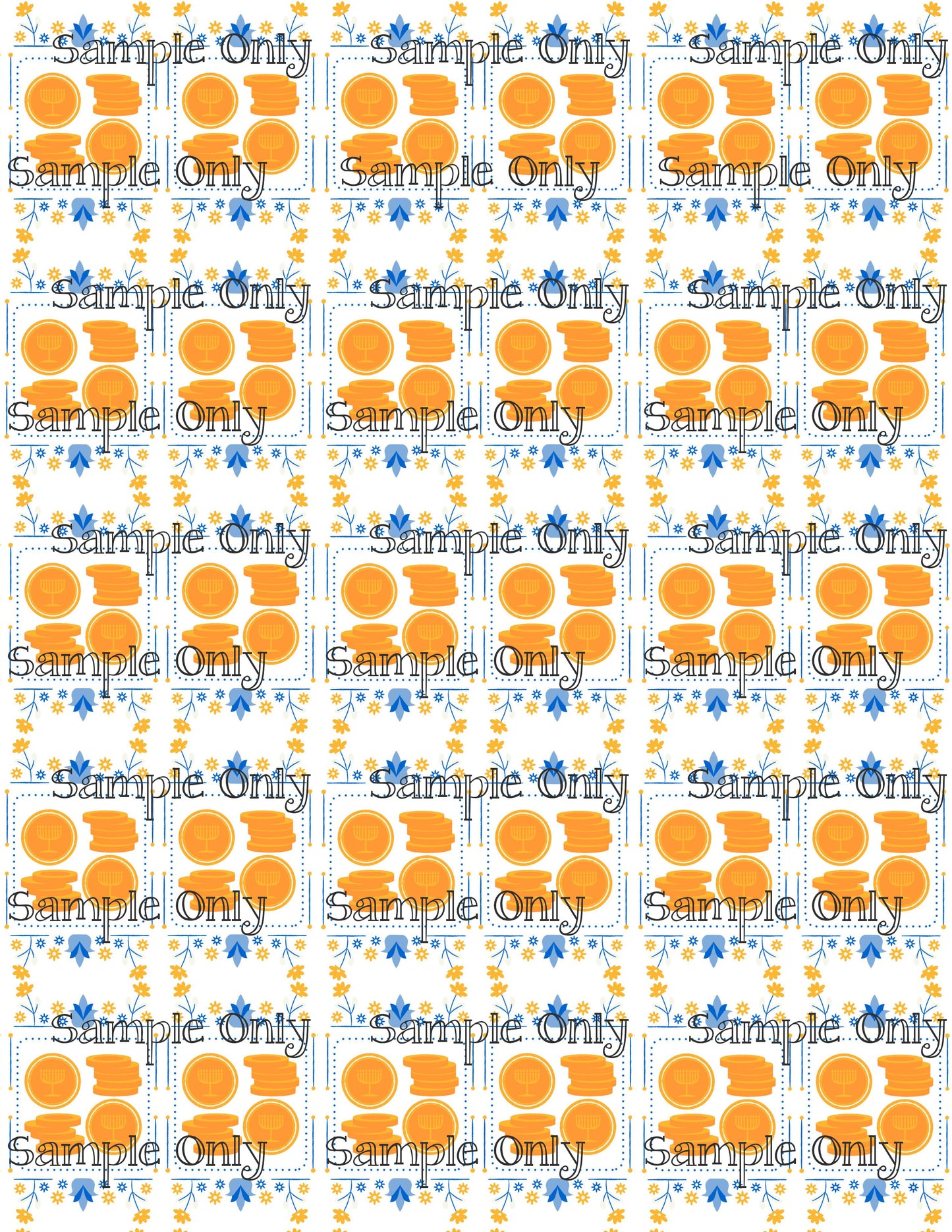 Hanukkah Pattern 91 Image Sheet For Polymer Clay Transfer Decal DIGITAL FILE OR PRINTED