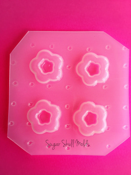 4pc Mini Open Floating Flower Flexible Plastic Mold For Resin Jewelry Crafts Decoden