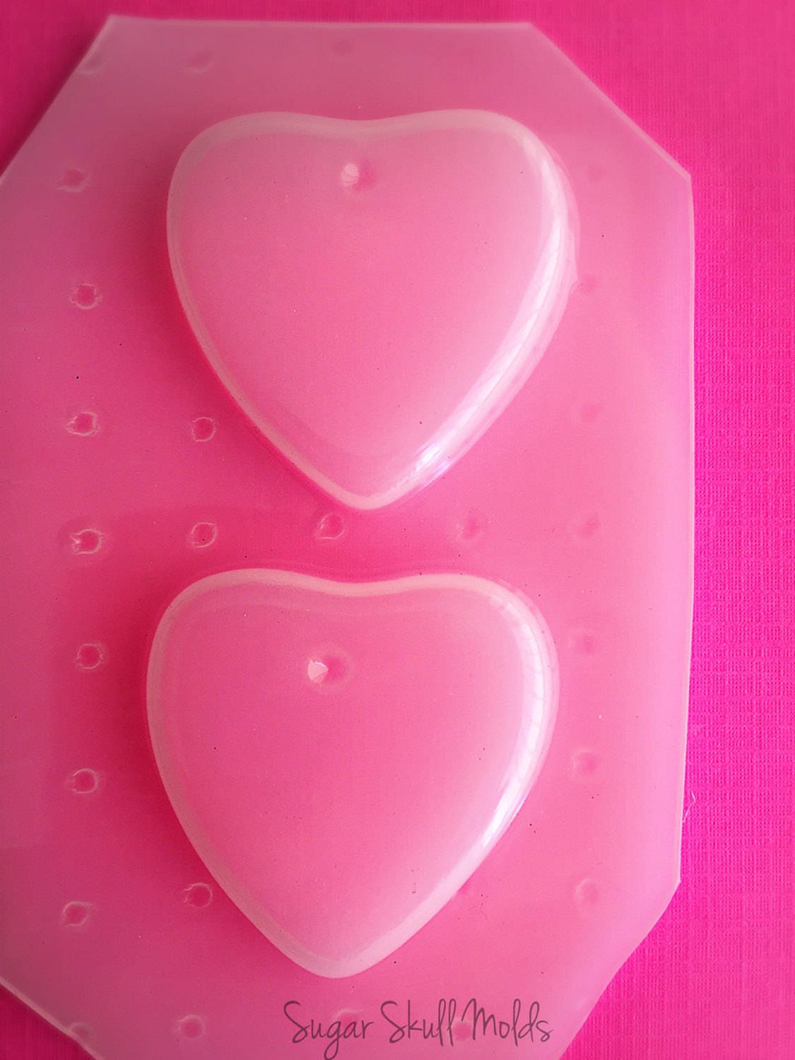 2pc Flat Heart Tile Pendant Shape Flexible Plastic Mold For Resin Crafts