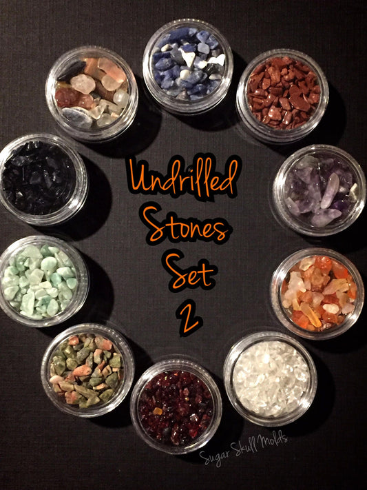 10 Jars Of Undrilled Semi Precious Stone Chips SET 2