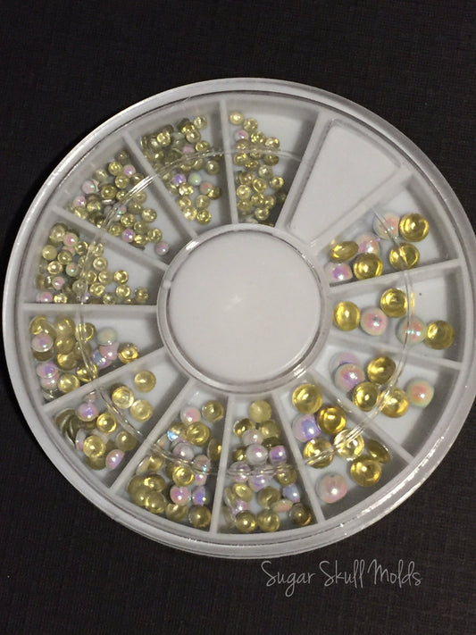 White AB Round Metal Bling Flatback 2-4mm