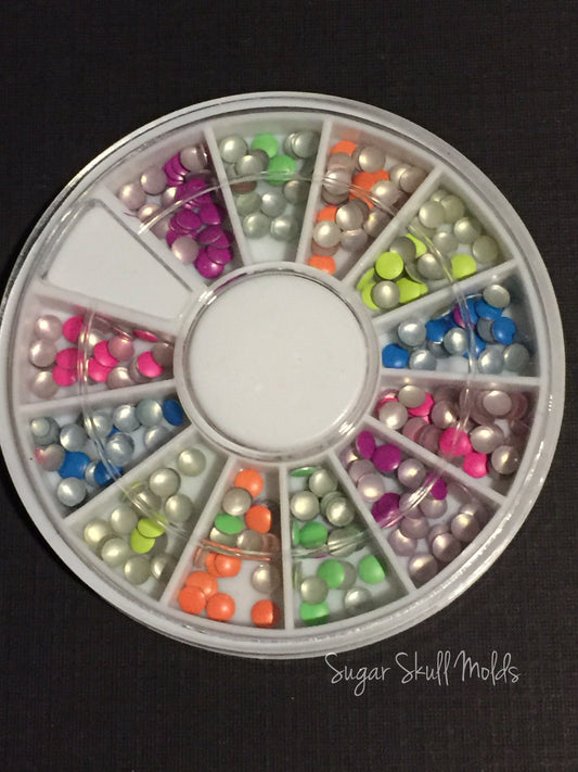 Tiny 3mm Neon Round Polka Dot Metal Bling In Assorted Colors