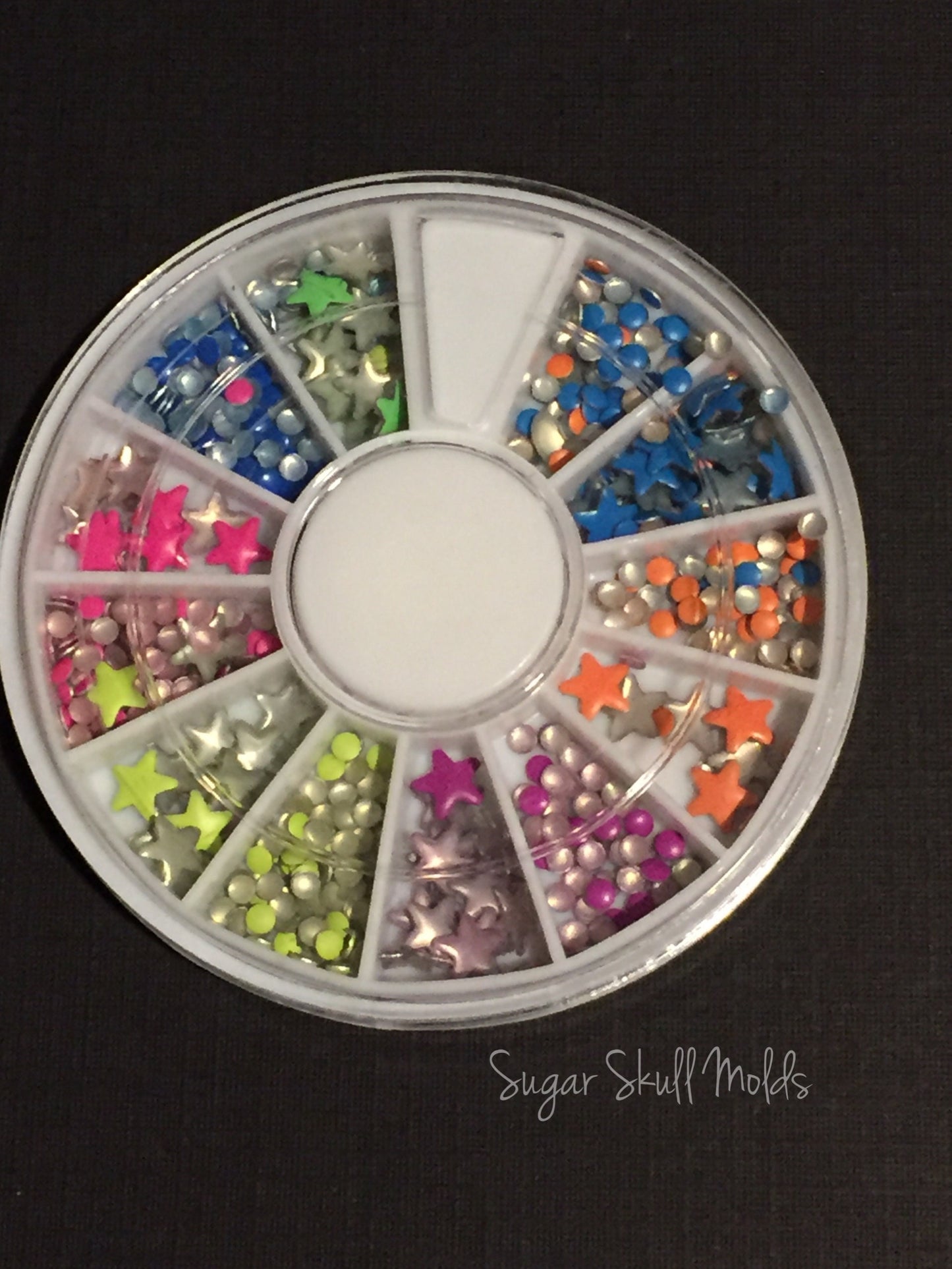Tiny Neon Round Polka Dot and Star Metal Bling In Assorted Colors