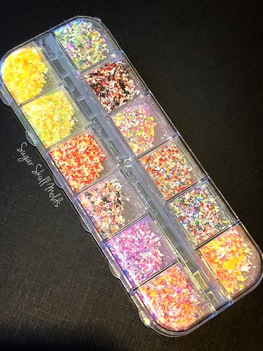 12 Asst Color Party Mix Shard Glitter Set