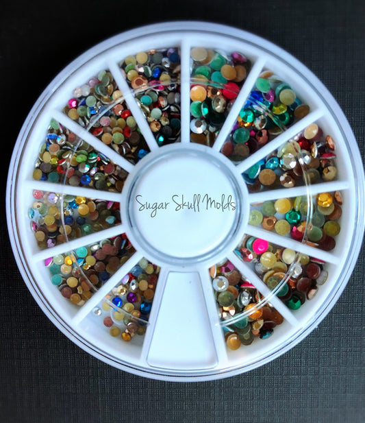 Metallic Round Acrylic Rhinestones Mini Flatback Cabochon
