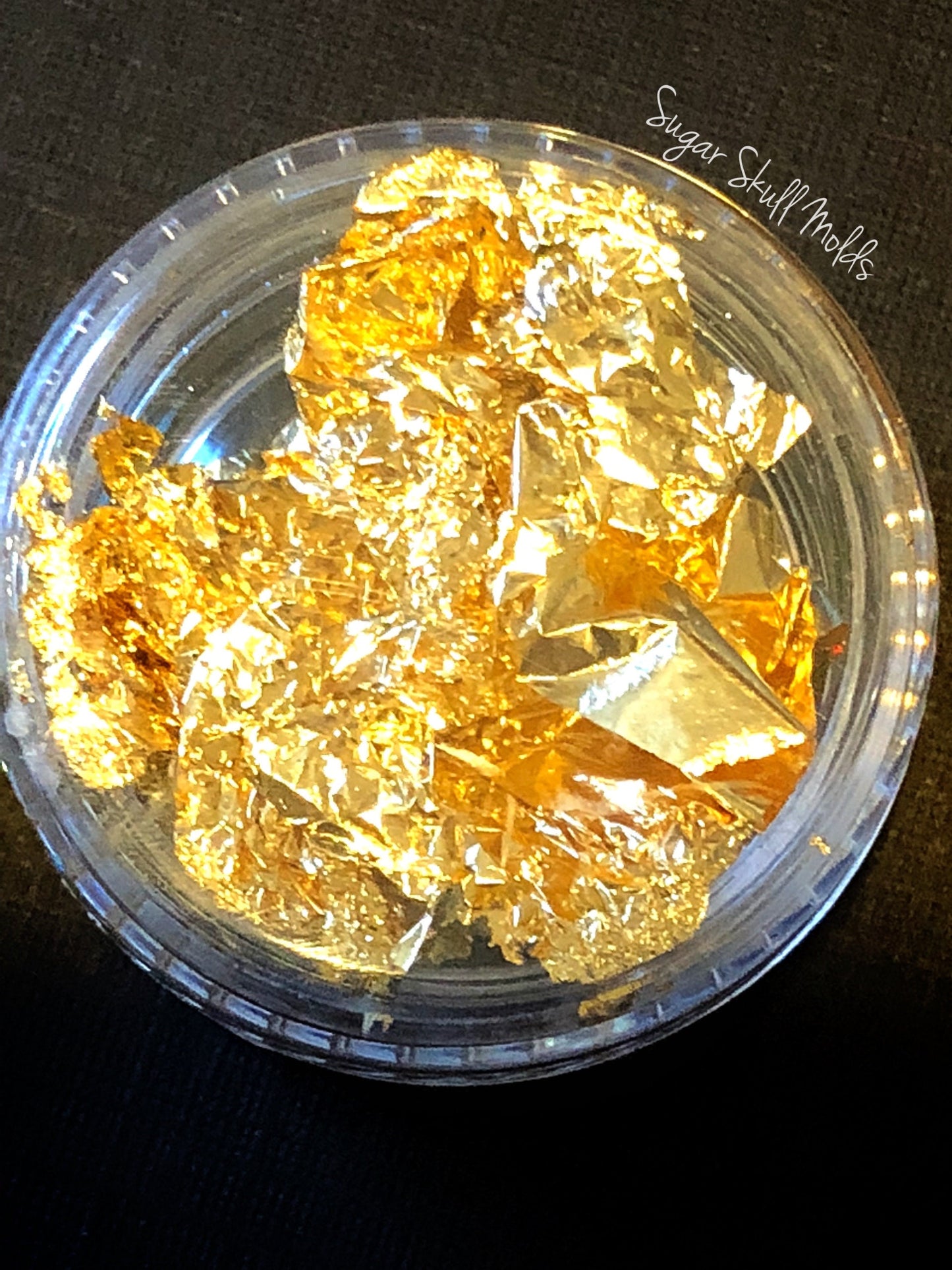 4 Jars Of Assorted Metal leaf Silver Gold Variegated Red Blue