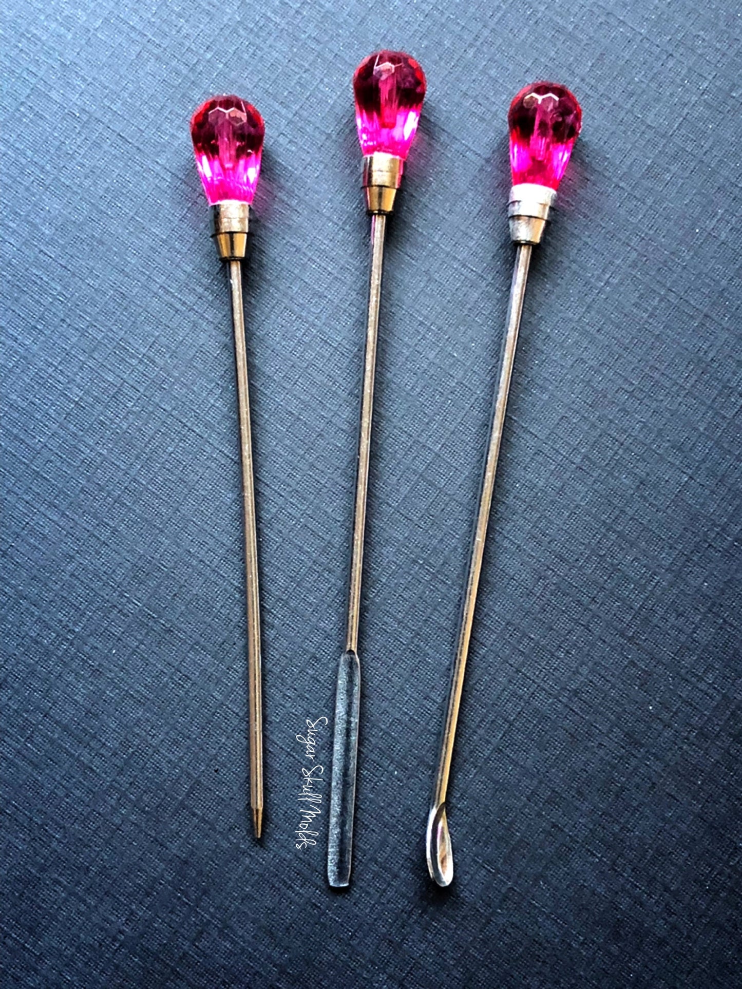 3pc Mini Jeweled Spoon Scoop Spatula and Dotting Tool Set