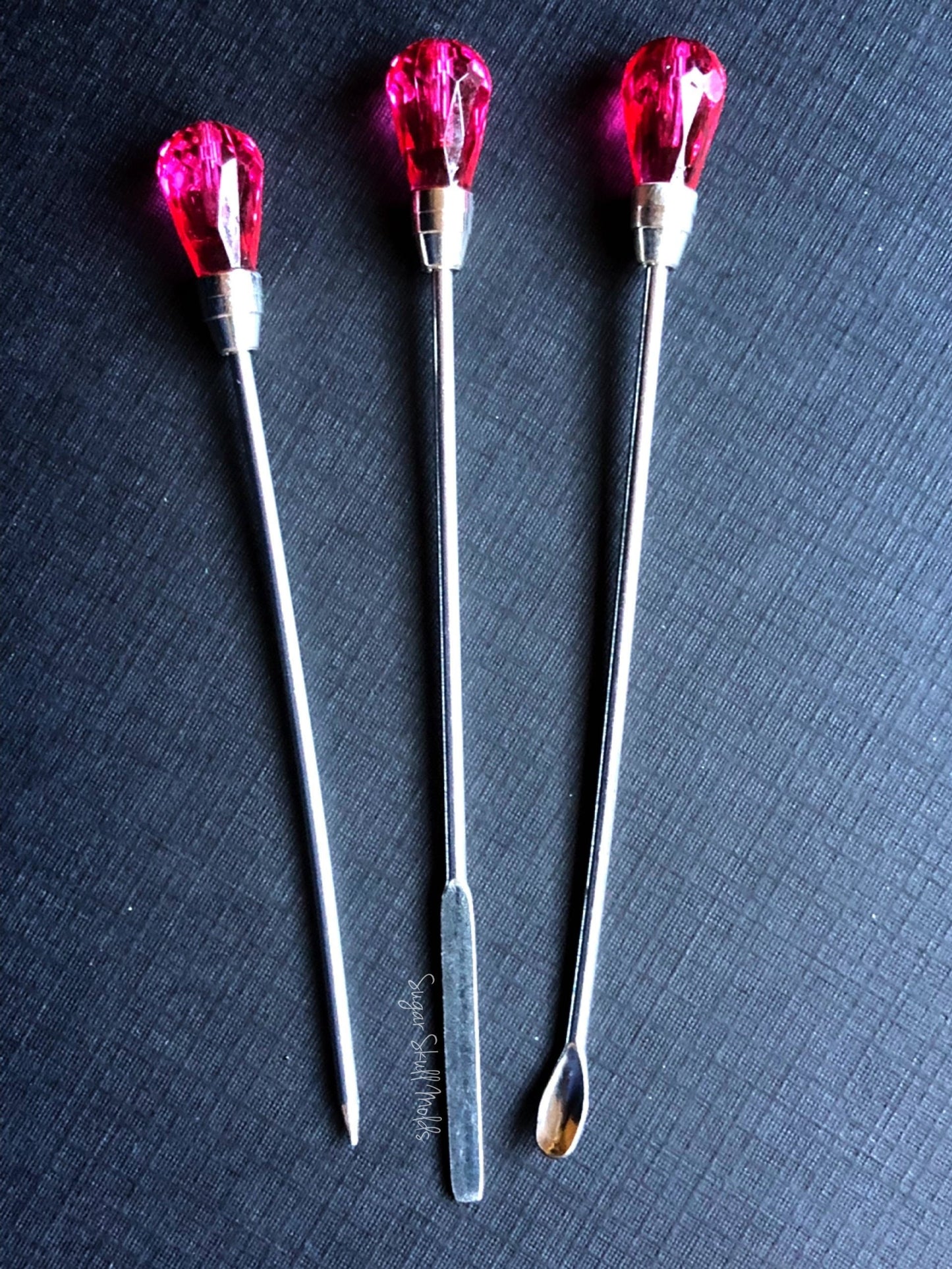 3pc Mini Jeweled Spoon Scoop Spatula and Dotting Tool Set