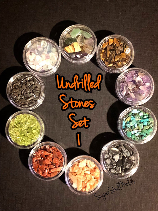 10 Jars Of Undrilled Semi Precious Stone Chips SET 1