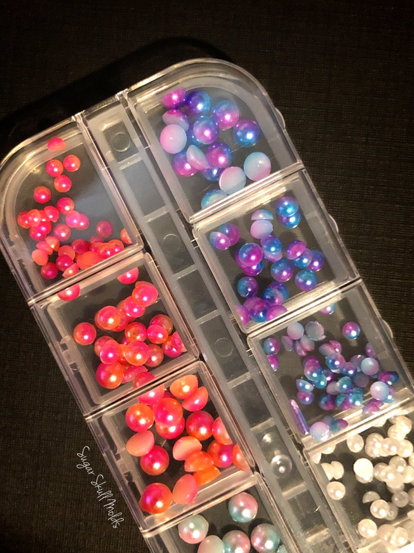 Assorted Gradient and White Pearl Flatback Ombre Pearls 3-5mm Cabochon Mermaid Galaxy and Sunset