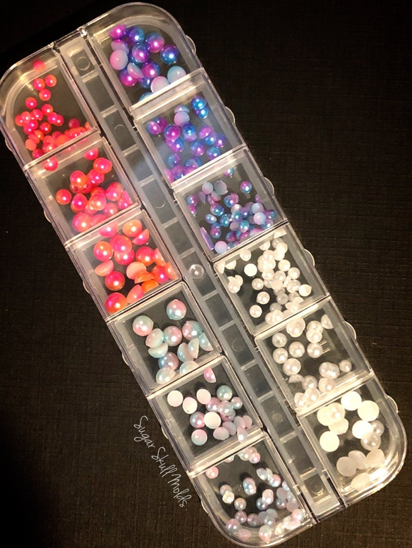 Assorted Gradient and White Pearl Flatback Ombre Pearls 3-5mm Cabochon Mermaid Galaxy and Sunset