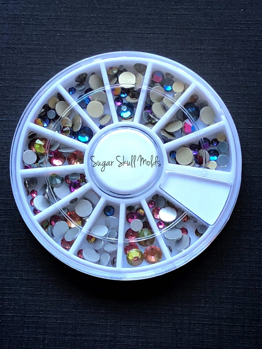 Assorted Gradient 2-5mm Round Glass Crystal Rhinestones Flatback Cabochon