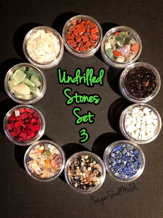 10 Jars Of Undrilled Semi Precious Stone Chips SET 3