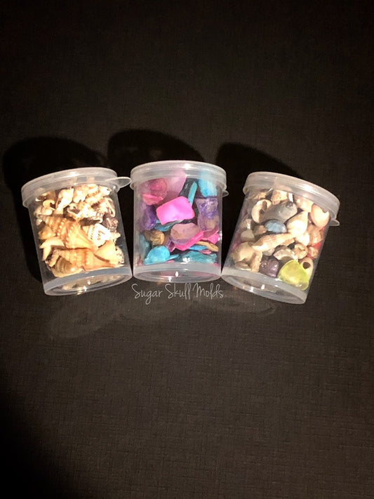 3 Jars Of Assorted Mini and Small Seashells Shells For Resin Clay Crafts Polymer Clay
