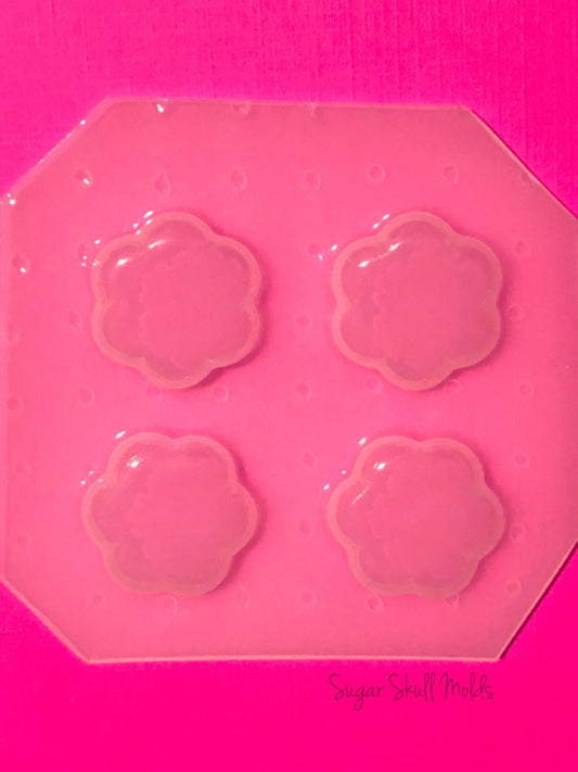 4pc Mini Puffy Scalloped Flower Flexible Plastic Mold For Resin Jewelry Crafts Decoden