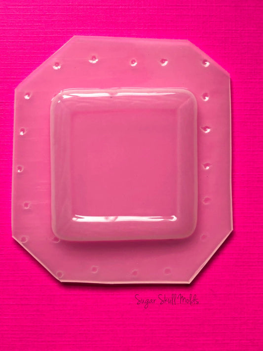 Flat Framed Square Tile Pendant Shape Flexible Plastic Mold For Resin Crafts