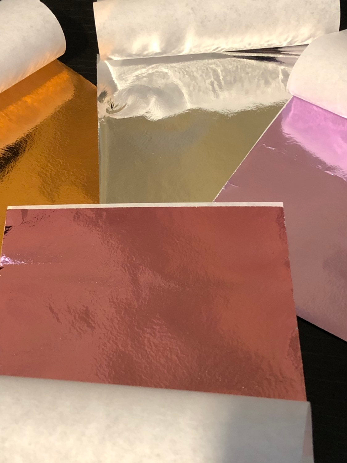 20 Sheets Of Metal Foil Leaf Sheets Lavender Blush Pink Silver and Copper Set 2