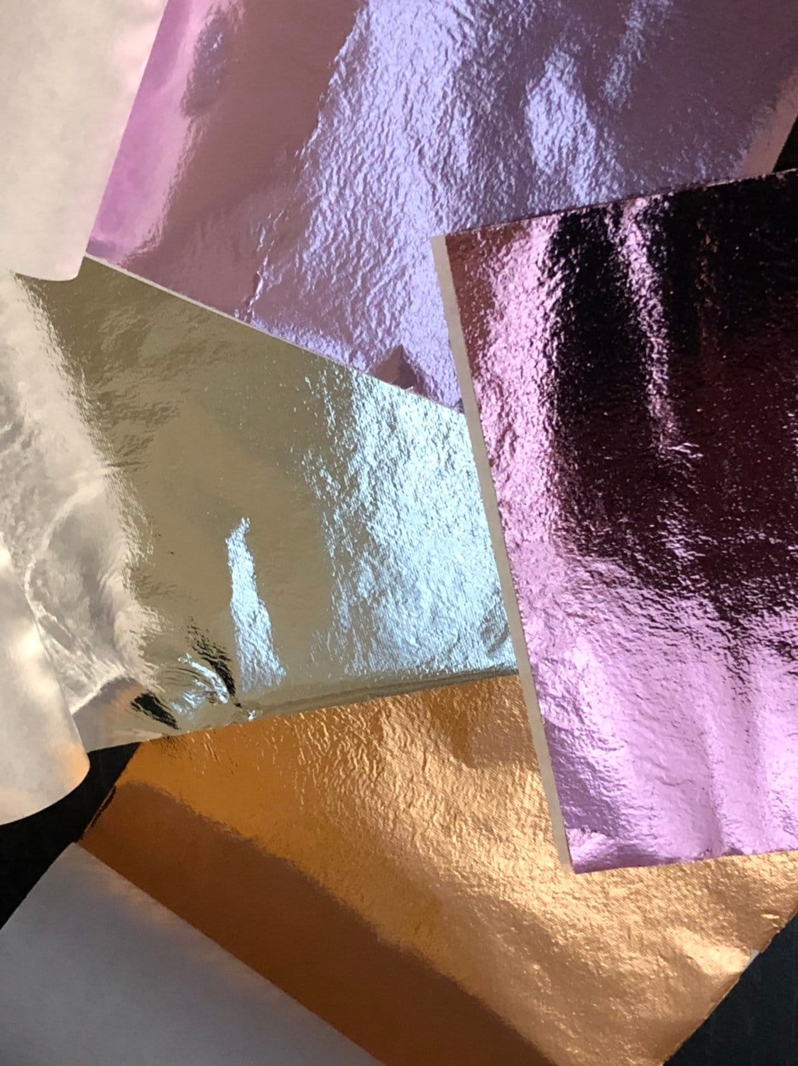 20 Sheets Of Metal Foil Leaf Sheets Lavender Blush Pink Silver and Copper Set 2