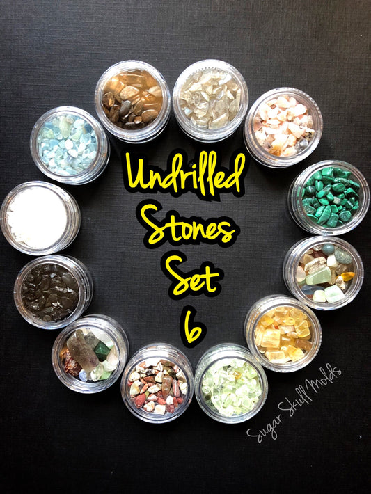 12 Jars Of Undrilled Semi Precious Stone Chips SET 6