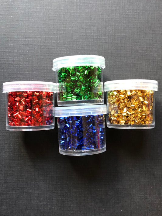 4 Jar Set Of Premium Metallic Brights Tube Glitter Curls For Dry Shakers