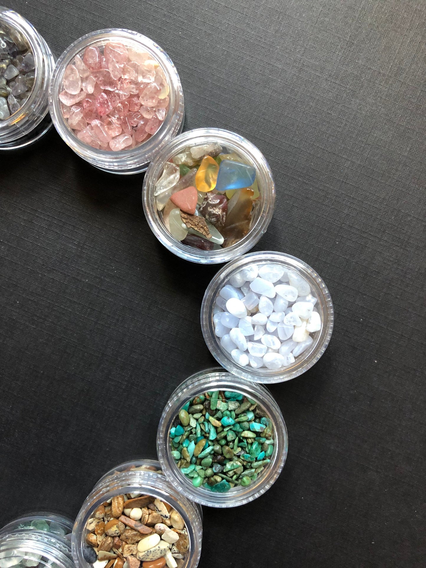 12 Jars Of Undrilled Semi Precious Stone Chips SET 5
