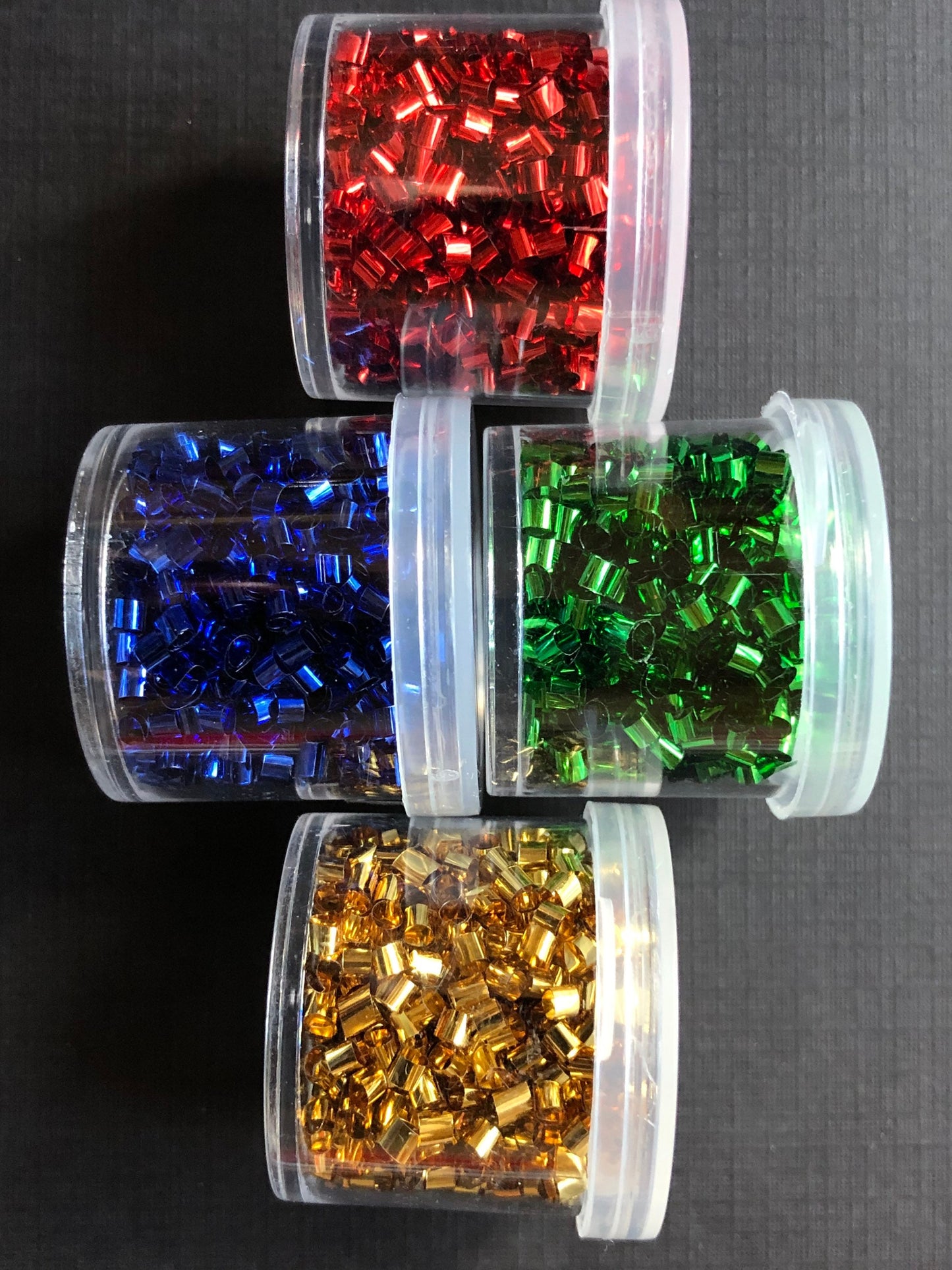 4 Jar Set Of Premium Metallic Brights Tube Glitter Curls For Dry Shakers