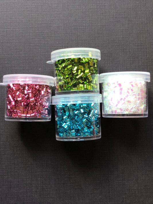4 Jar Set Of Premium Metallic Pastel Tube Glitter Curls For Dry Shakers