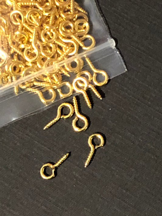 200pc Gold Tone Screw Eye Jewelry Bail 5x10mm For Resin Or Polymer Clay Jewelry