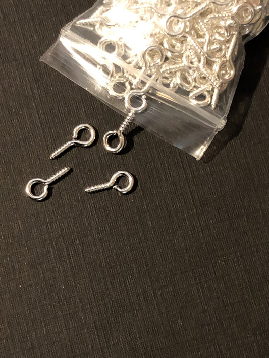 200pc Silver Tone Screw Eye Jewelry Bail 5x10mm For Resin or Polymer Clay Jewelry