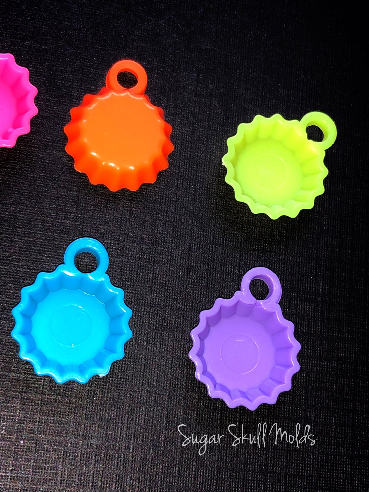 25pc Acrylic Neon Bottlecap Bubblegum Charm Bezels Assorted Colors Mixed Lot
