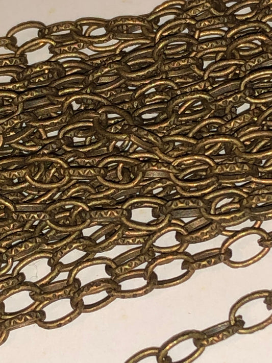 5 Meters 3x5mm Textured Antique Brass Lightweight Metal Cable Chain 16 Feet