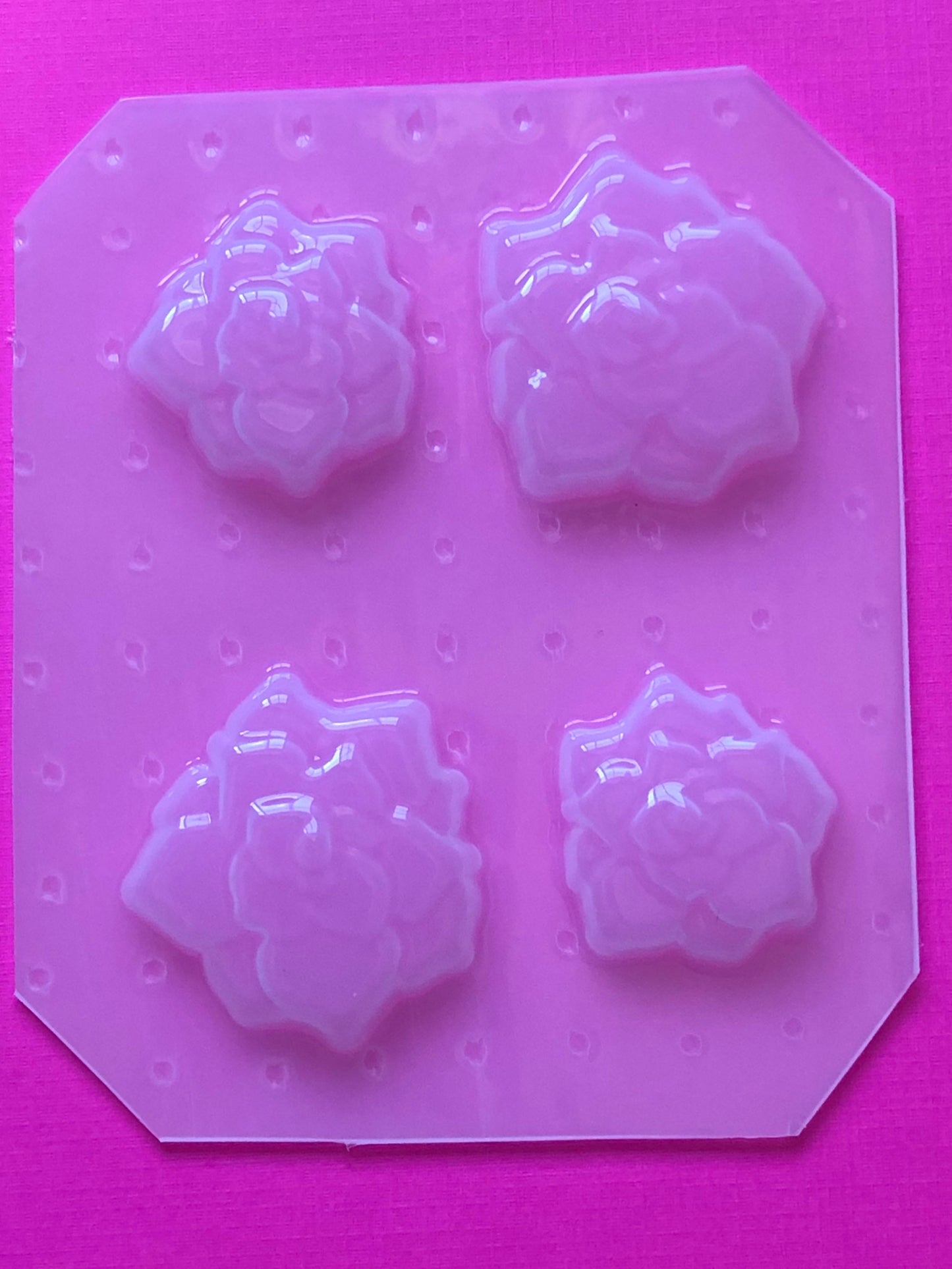 4pc Succulent Flowers 2 Sizes Decoden Flexible Plastic Mold For Resin Crafts