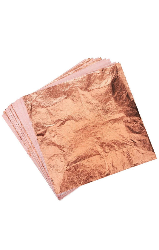 100 Sheets Of Copper Metal Foil Leaf Sheets 14x14cm