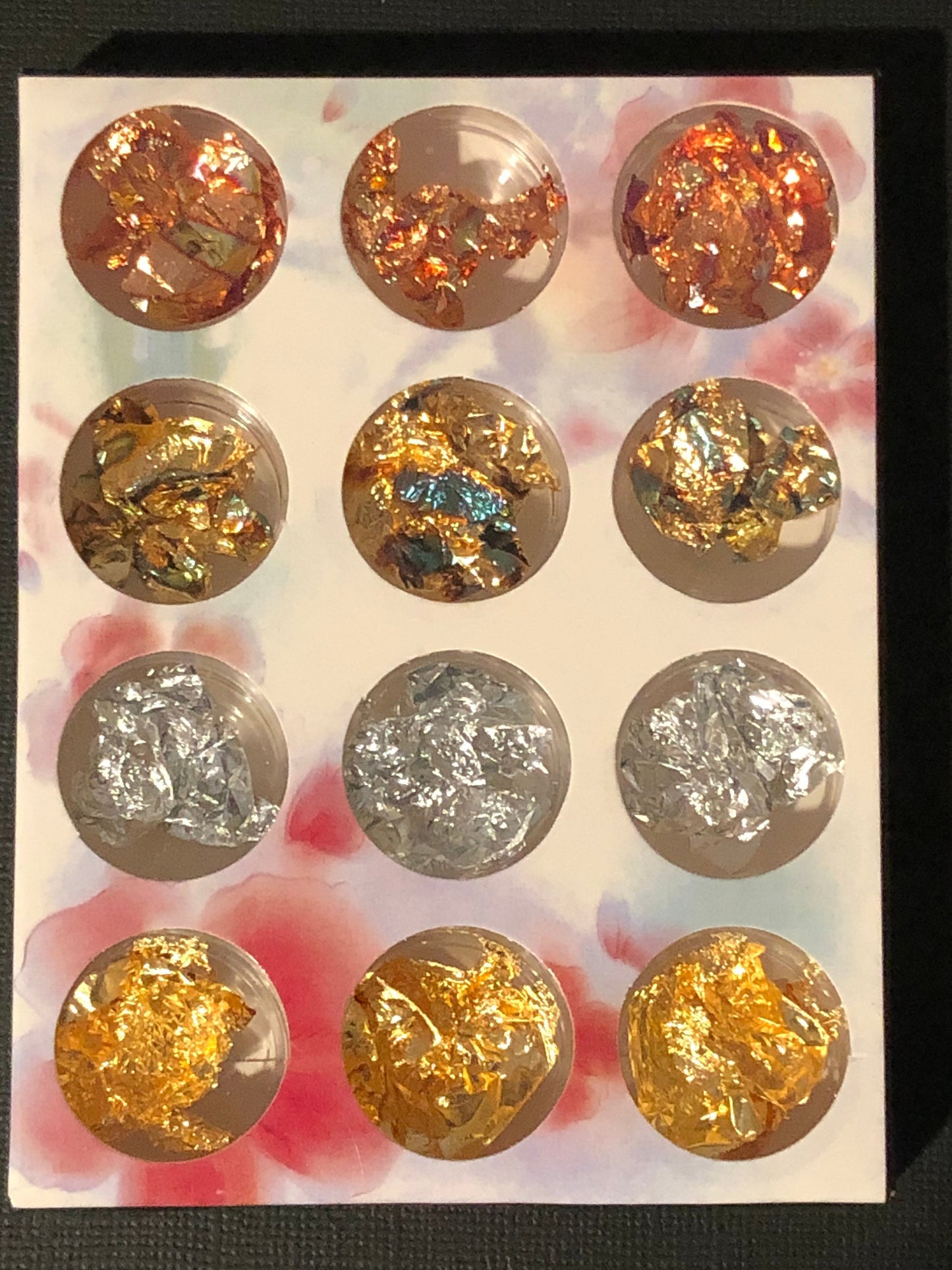 12pc Set Silver Copper Gold Variegated Crumpled Foil Leaf Pieces Set