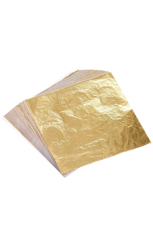 100 Sheets Of Gold Metal Foil Leaf Sheets 14x14cm