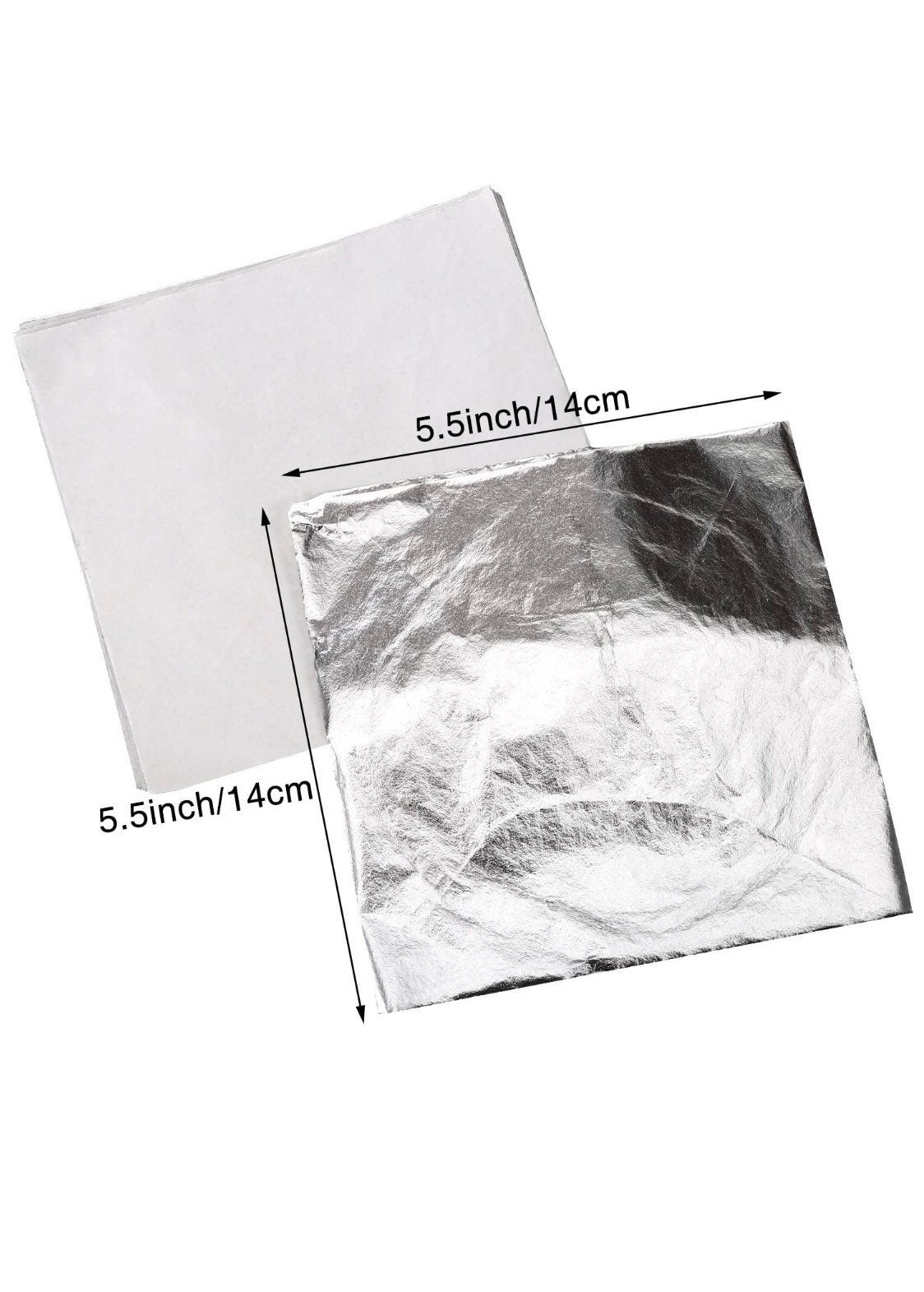 100 Sheets Of Silver Metal Foil Leaf Sheets 14x14cm