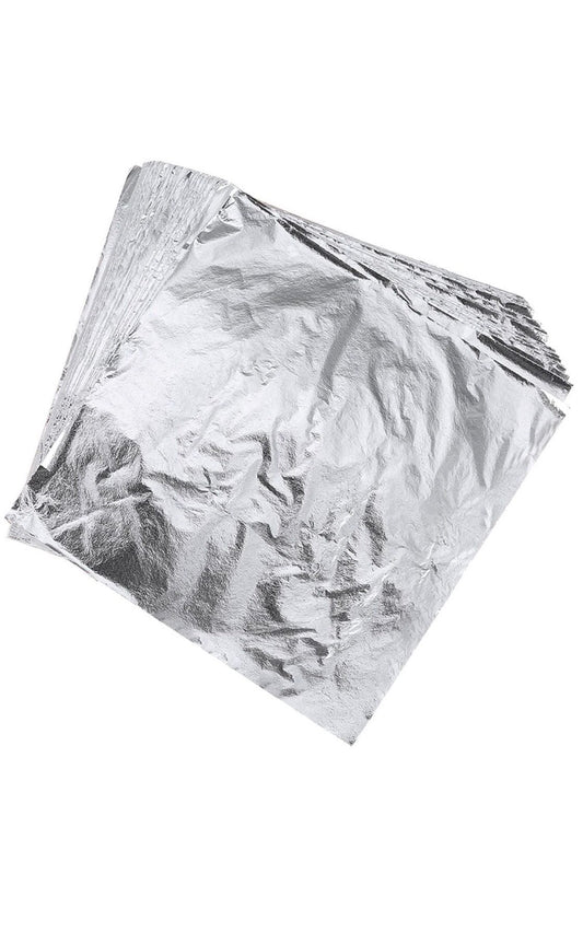 100 Sheets Of Silver Metal Foil Leaf Sheets 14x14cm