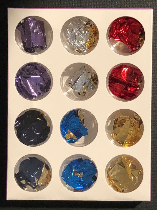 12pc Set Two toned Metallic Crumpled Foil Pieces Set
