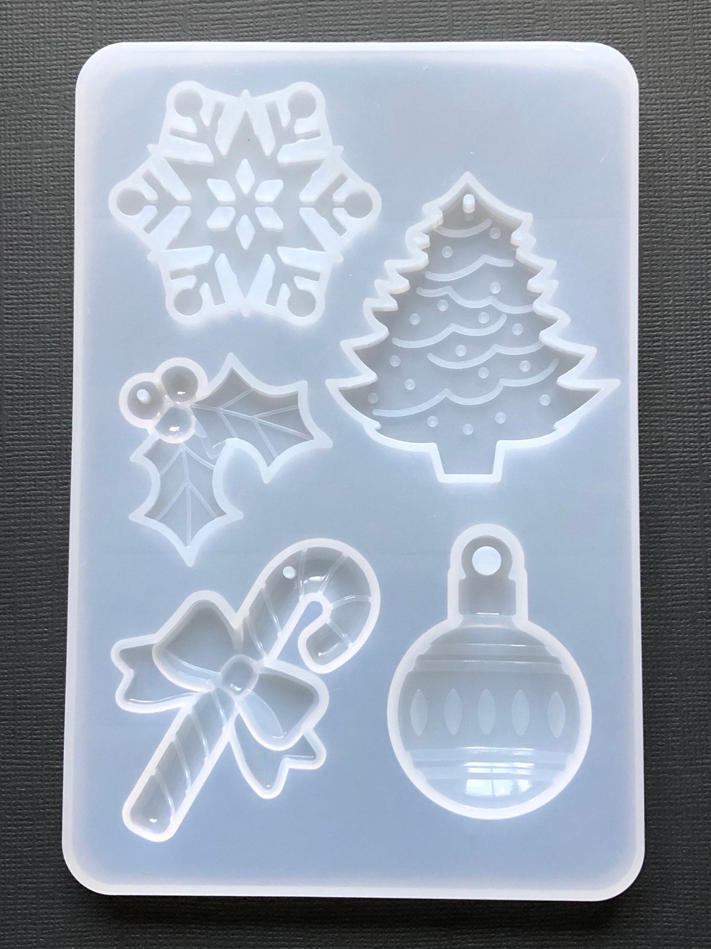 5pc Christmas Pendant or Smaller Ornament Flexible Clear Silicone Mold For Epoxy or UV Resin