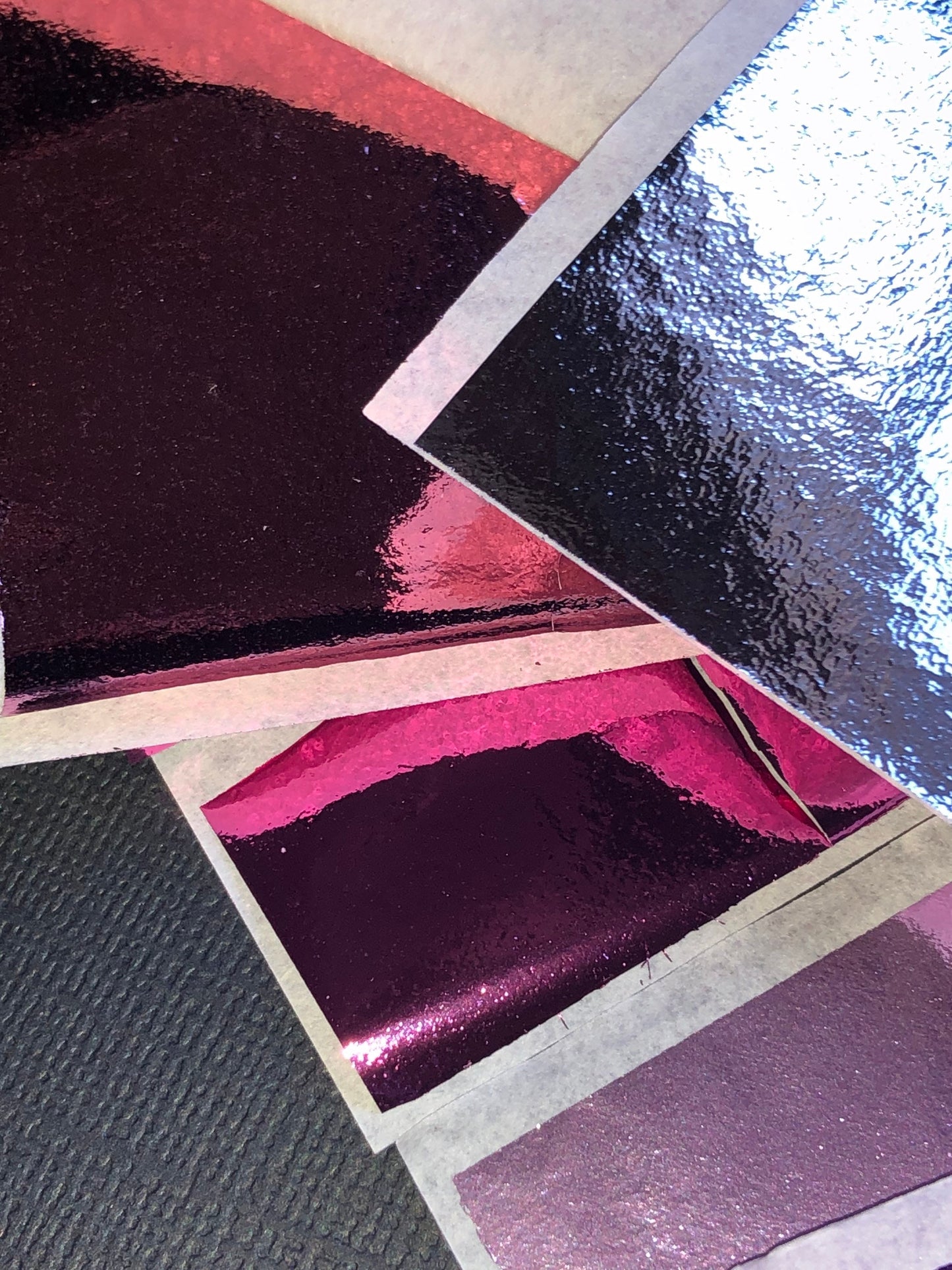 25 Sheets Of Metal Foil Leaf Sheets Pale Pink Dark Purple Lavender Bright Pink Silver