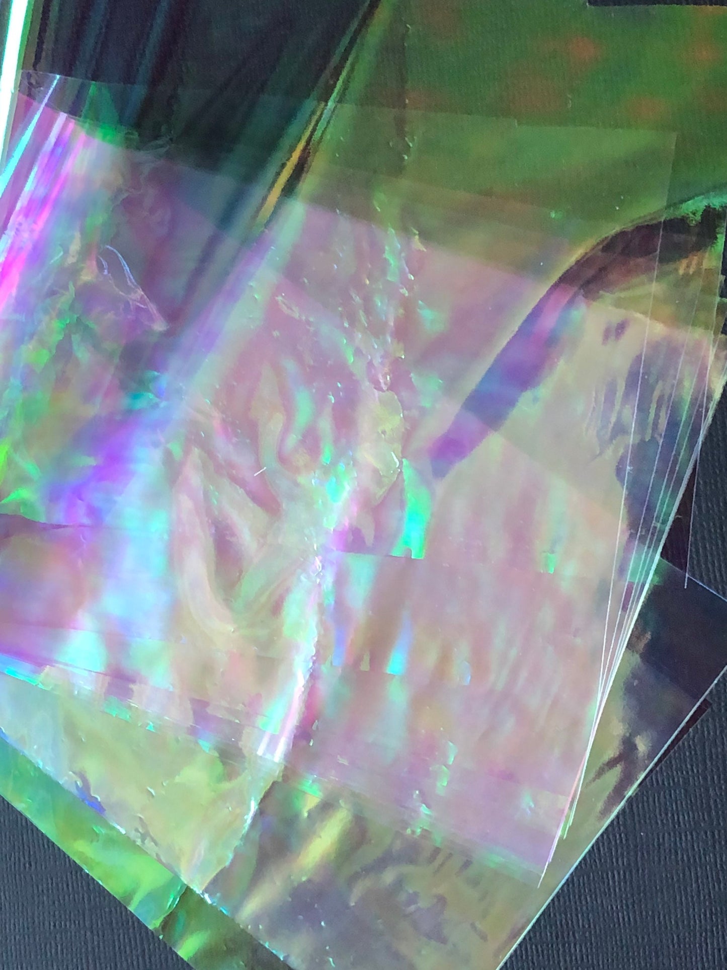 20pc Assorted Iridescent Clear Cellophane Film Sheets For Resin Crafts and More Reflects Pink Green Purple